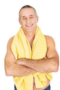 Old Man Smiling with Towel
