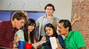 Frustrated Waitress With Customers