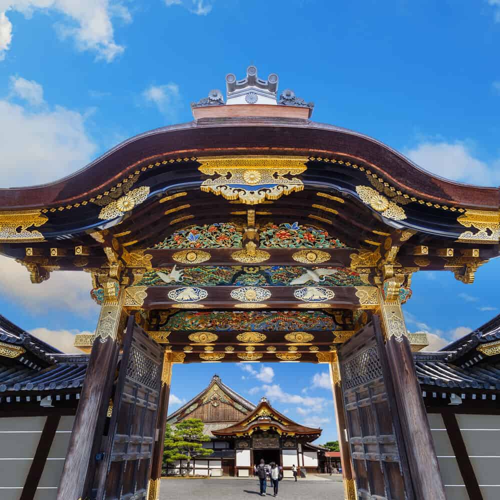 A gate to one of the areas in Nijo Castle in Kyoto, Japan.