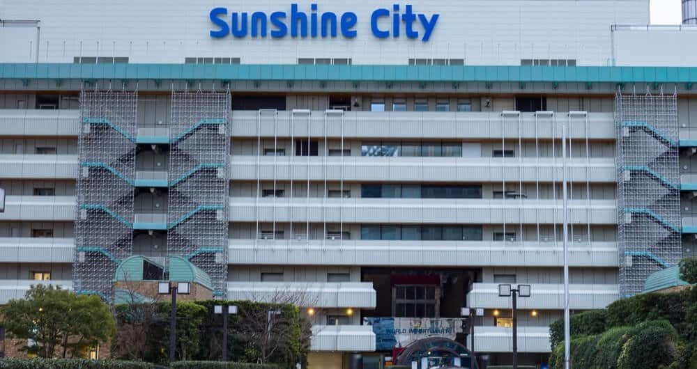 The outside of the Ikebukuro Sunshine City Mall in Japan.