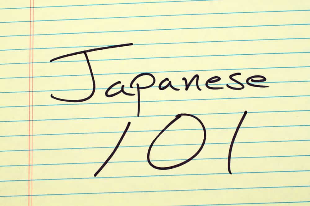 A sheet of notebook paper that has the text, "Japanese 101" displayed on it.