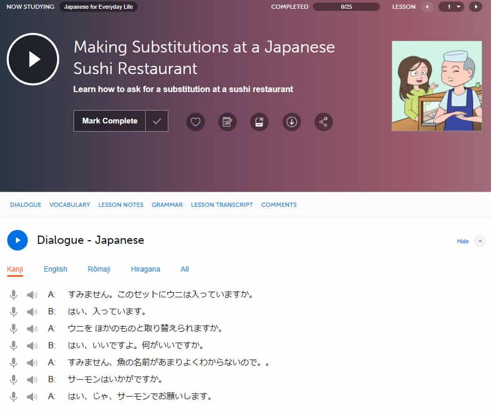 Japanesepod101 Audio Lesson Dialogue