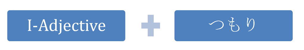 A Japanese grammar formula that reads, "I-Adjective + Tsumori."